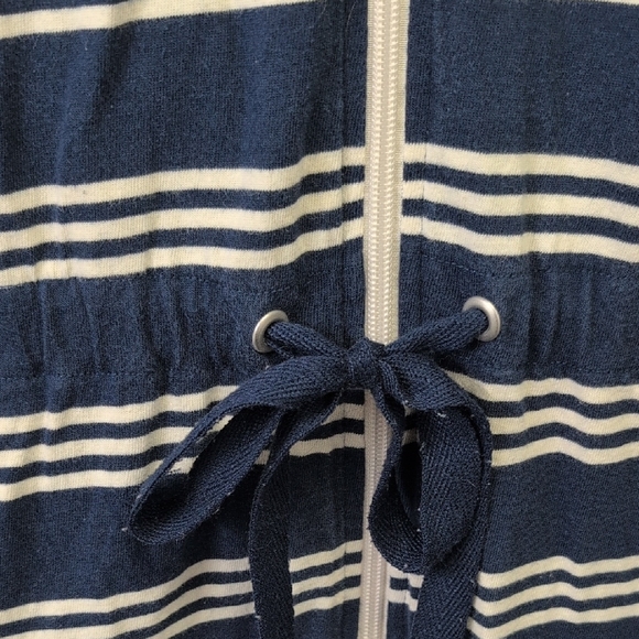Nautica Blue and White Striped Swim Coverup with Collar - Picture 3 of 5